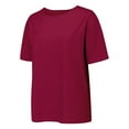 thumbnail image 3 of Yubnlvae 2025 Pointelle Knit Short Sleeve Top - Business Casual Summer Sweater (Breathable Open-Weave | Office-to-Weekend Wear) (Wine | XL), 3 of 8