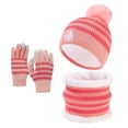thumbnail image 2 of Girls Winter Hats Neck Warmer Glove Set, Warm Lining Beanie Hats Knitted Cap for 2-8 Years Boys Girls, 2 of 6