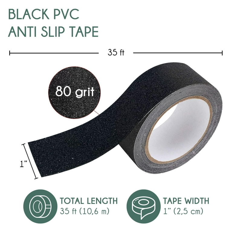 TapePlus - Anti Slip Tape for Stairs (Black 4 x 40 Feet Wide Tread)  Waterproof Grip Tape