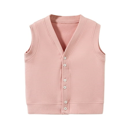 

IEUIBX Toddler Girl Jacket Toddler Girls Boys Winter Sleeveless Warm Striped Prints Coat Jacket Autumn Clothes Pink 18-24 Months