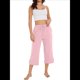 thumbnail image 2 of Pantalones de Cintura Alta para Mujer, Cómodos, Informales, Holgados, con Cordón, Botones y Bolsillos. Rosa XL, 2 of 10