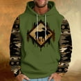 thumbnail image 2 of DODADAWANJ Aztec Hoodies for Men Elk Print Hooded Pullover Big and Tall Color Block Casual Sweatshirts for Camping Tracking XL, 2 of 6