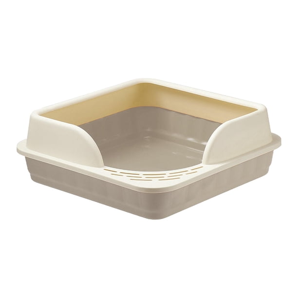 Caja de Arena para Gatos Semicerrada Fernando Antiadherente Fácil de Limpiar Bandeja de Arena Portátil Gris