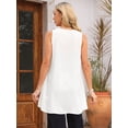 thumbnail image 7 of DARING DIVA Women's High Low Casual Sleeveless Chiffon Blouse Asymmetrical L White, 7 of 7