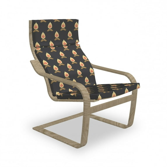 Happy Camper Armchair Pad and Slipcover, Pattern of Repetitive Bonfire Motifs Adventure in the Wild Nature, 1 Piece Soft Cushion Replacement with Removable Cover, Salmon and Dark Grey, by Ambesonne