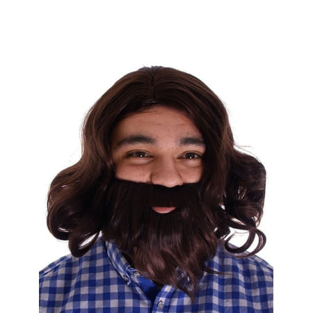 Adult Cosplay Costume Biblical Men's Jesus Wigs and Beard Set Brown