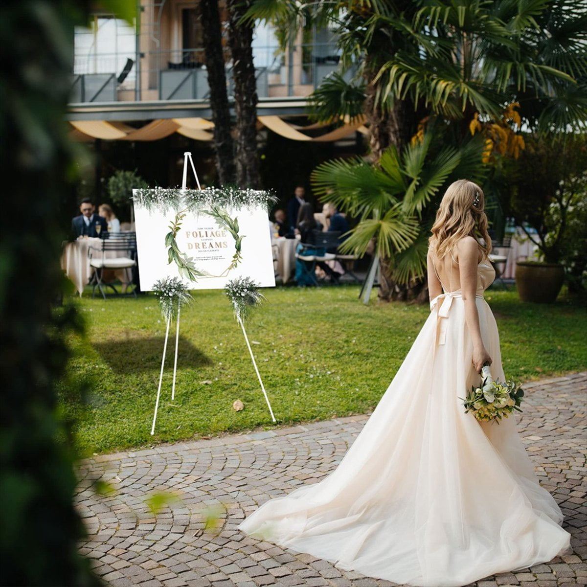 White Easel Stand for Display Wedding Sign & Poster-63InTall Easels for Display Holder-Collapsable Portable Poster Easel