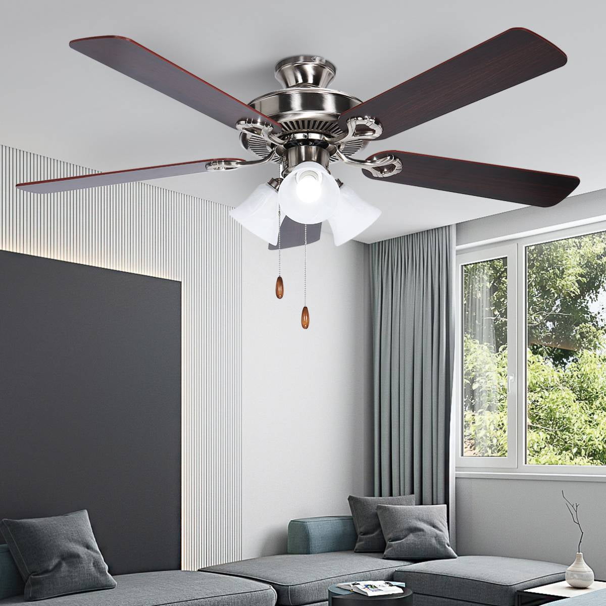 Ceiling Fan 52 in LED Light Kit Indoor Low Profile Design 5 Blades Home NEW 