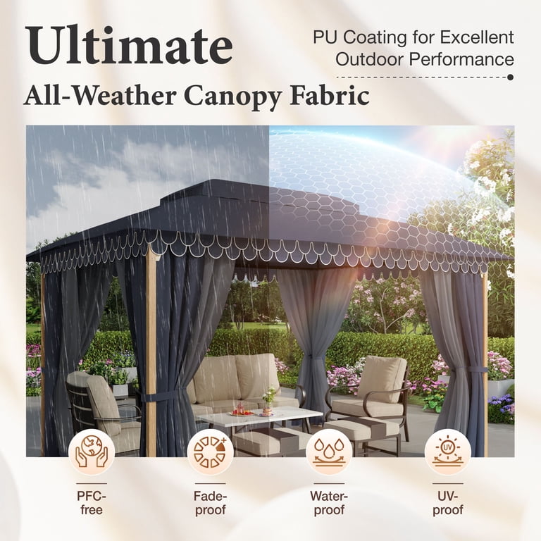 10 x 13 sun shelter with netting wilson and fisher Summit Living 10'x13' Outdoor Patio Gazebo Heavy Duty Gazebos Canopy Shelter  with Double Roofs Mosquito Netting and Privacy Screens for Outside - Navy  Blue