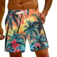 thumbnail image 7 of Men's Fashion Hawaiian Print Beach Shorts, Elastic-Waisted Casual Yoga Pants for Summer Vacation, Tropical Holiday and Swim,Orange,2XL, 7 of 7