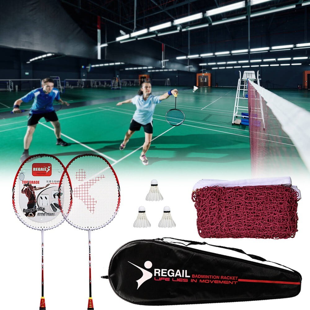 Badminton Racquet Set for 2 Players with Shuttlecocks and Net Included