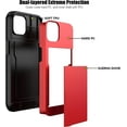 thumbnail image 3 of KOMI for iPhone 13 Case with Card Holder[Store 5 Cards] Dual Layer Heavy Duty Shockproof iPhone 13 Wallet Case with Hidden Card Slot Large Storage Case for iPhone 13 (Red), 3 of 7