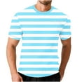 thumbnail image 2 of Kinrui Men's Big and Tall T Shirts Short Sleeve Crew Neck Stripes T-shirt Casual Loose Color Block Summer Tops Light Blue L, 2 of 6