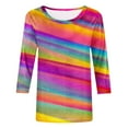 thumbnail image 4 of T-shirts de Noël Rouges en Verre pour Femmes, Chemises pour Femmes Imprimées à Col Rond, Haut à Trois Cols Roulés, Paquet pour Femmes, Manches Trois Quarts, T-Shirt Décontracté pour Femmes, Chemise Haut, 4 of 5