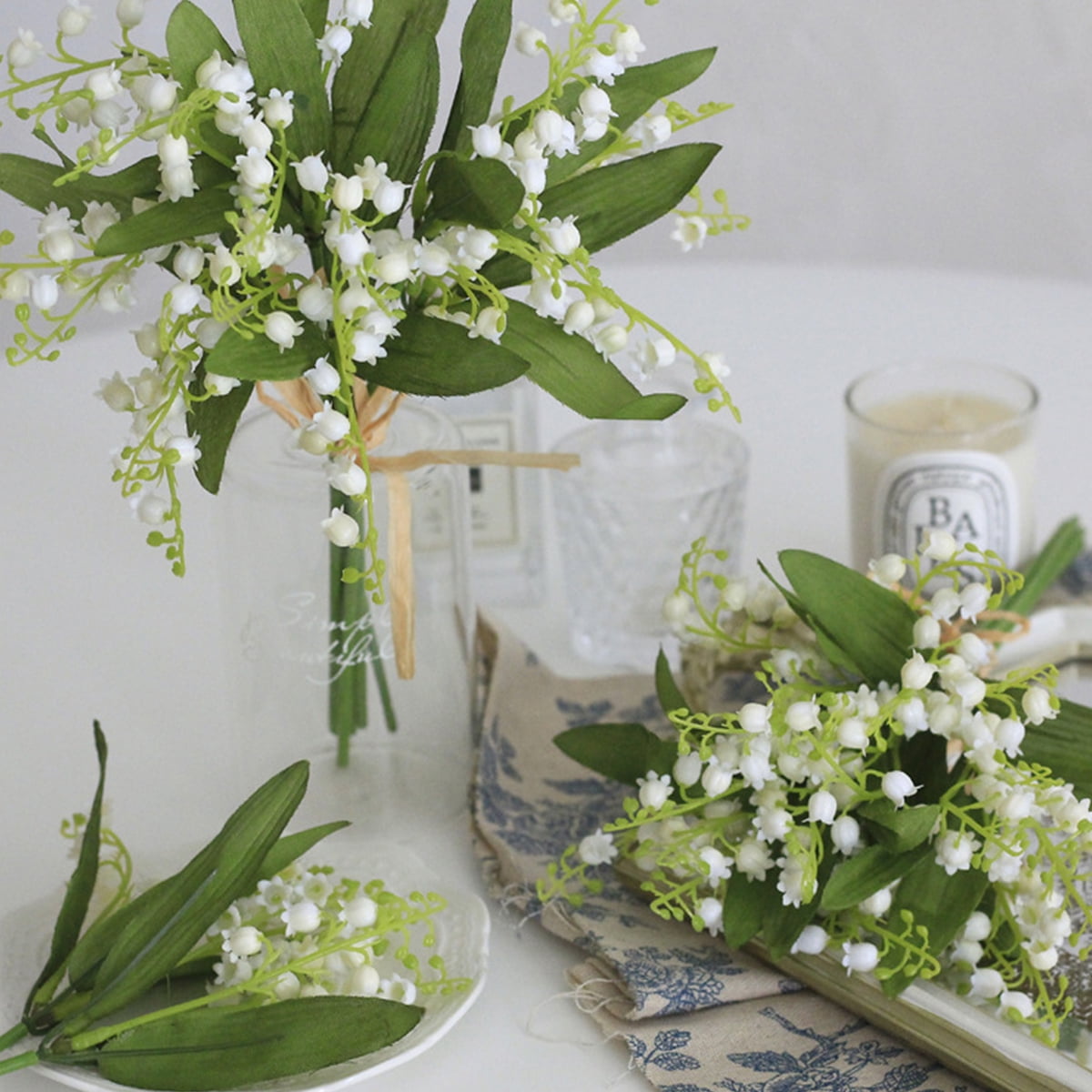 12PCS Artificial Lily of The Valley Faux Flowers Bell Orchid Wedding