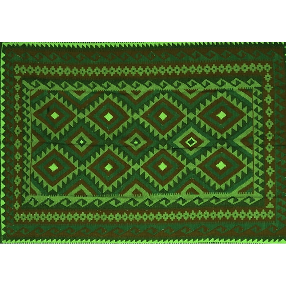 Ahgly Company Indoor Rectangle Southwestern Green Country Area Rugs, 3' x 5'