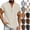 Beige, variant on T-Shirts Men,Casual Button-Up Half V-Neck Tops Solid Color Short-Sleeve Tees Blue 2XL