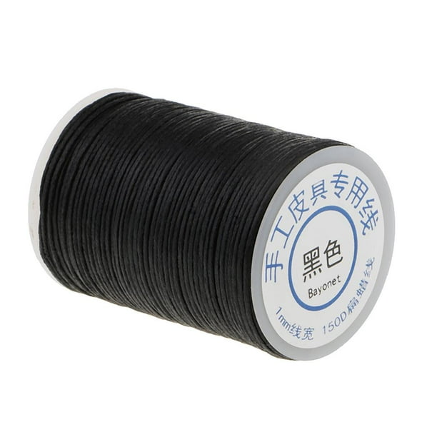 1 66 yardas de hilo de coser, encerado, trenzado, para manualidades, 1 mm, 6 colores Negro