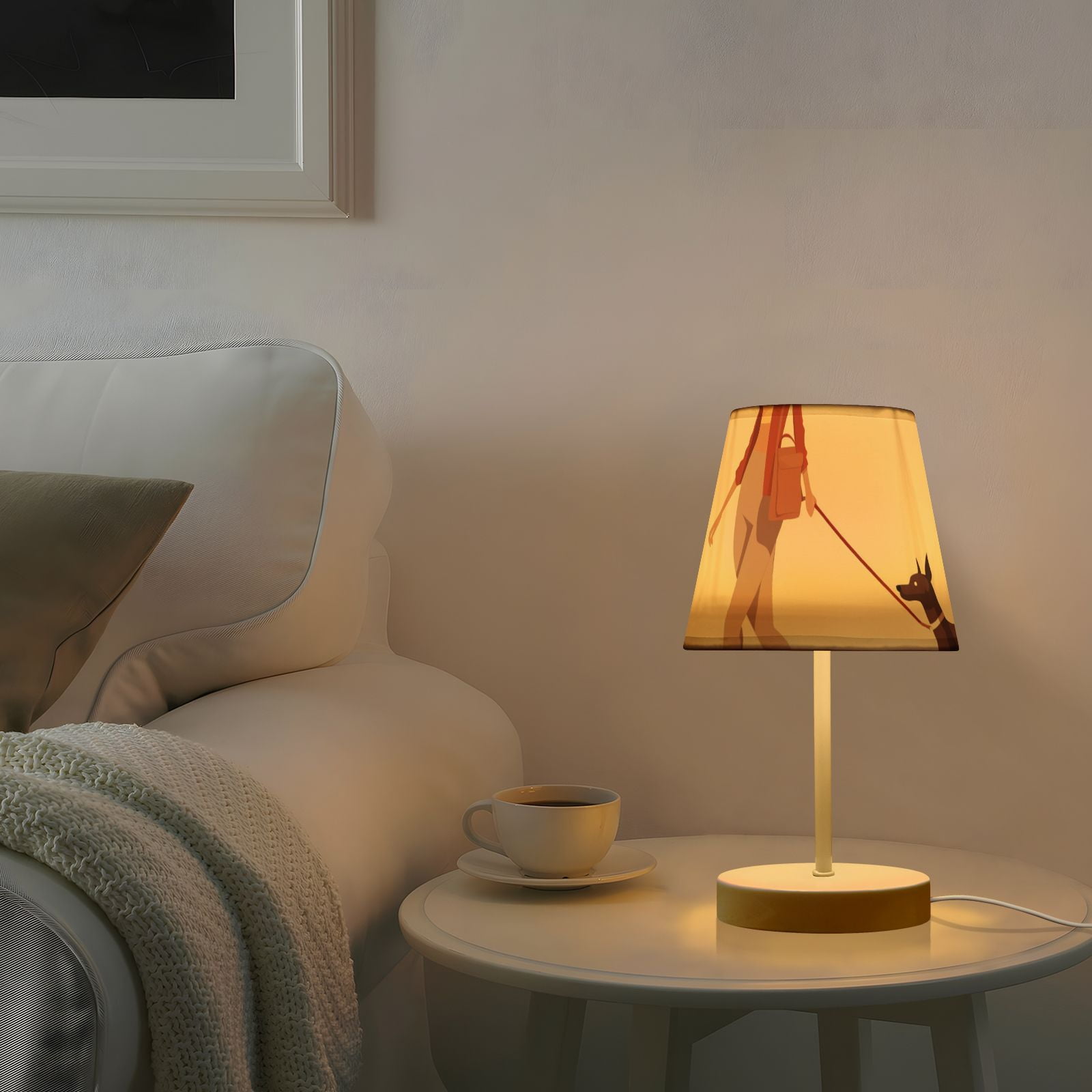 Woman Dog LED Desk Lamp Table Lamp USB Bedside Nightstand Small Lamp for Bedroom Living Room Kids Room