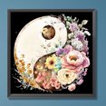 thumbnail image 3 of Kit de pintura por números sobre lienzo, arte al óleo artesanal, decoración artística de flores Ying Yang, 50x50cm, 3 of 9