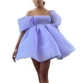 thumbnail image 3 of OUSITAID Femmes Soufflé Manches Tulle Princesse Robe de Soirée de Soirée de Soirée de Mini Robe de Soirée en Maille Bouffante Col Carré, 3 of 6