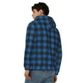 thumbnail image 4 of Kdxio Blue Black Plaid Print Men Hoodies Casual Hoodies for Men with Zip Pockets Full Zip Long Sleeve Sweatshirt Sports Hooded Jacket-X-Large, 4 of 5