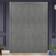 thumbnail image 3 of Solid French Double Doors 84 x 80 inches | Planum 0010 Concrete | Wood Solid Panel Frame Trims | Closet Bedroom Sturdy Doors, 3 of 4
