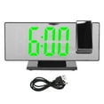 thumbnail image 1 of Reloj despertador digital con proyección, carga USB, atenuación automática, pantalla LED de espejo, reloj electrónico para dormitorio, carcasa negra, luz verde., 1 of 14