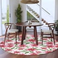 thumbnail image 4 of Summer Lily Round Living Room Rugs 6 ft, Watercolor Pink Flower Pastoral Style Washable Area Rug with Non-Slip Sturdy Edge Binding Round Carpet for Kitchen Office Bedroom, 4 of 9