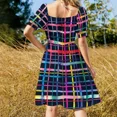 thumbnail image 4 of Artistic geometric pattern - Multicolor checkered and striped pattern Sleeveless Dress summer dress for women 2024 Long dresses, 4 of 7