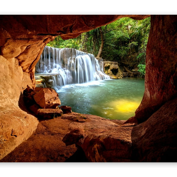 artgeist Wall Mural Waterfall 177x124 in - XXL Non-Woven Wallpaper Fleece Wall Decor Photo Print Picture Image Design Home Cave Rocks View c-C-0141-a-a