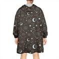 thumbnail image 2 of Wearable Oversized Blanket,Brown Star Moon Constellation Pattern Wearable Blanket Hoodie for Adults,Cozy Hooded Blankets with Super Pockets,Super Warm Fuzzy Pullover for Women & Men, 2 of 6