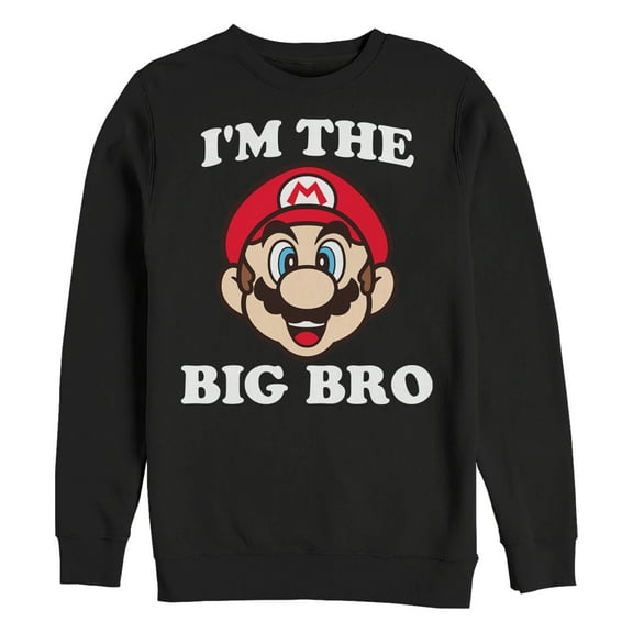 Men's Nintendo Mario Big Brother  Sweatshirt Black 2X Large