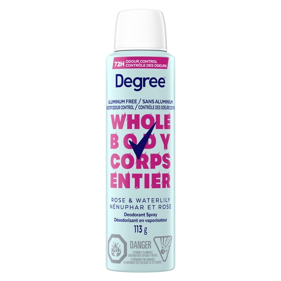 Degree Whole Body Deodorant Spray for Women Rose & Waterlily, 113 g