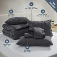 thumbnail image 5 of Virtu California King Comforter Set, Bed In A Bag 7 Pc Pleated Bedding Set, Dark Grey, 5 of 10