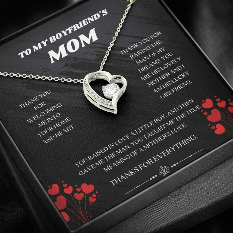 Christmas Gifts for Boyfriends Mom, to My Boyfriends Mom Necklace with Message Card and Box, to My Boyfriends Mom Gift from Girlfriend, Birthday