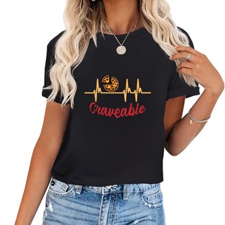 LANMERTREE Women's Letter Graphic T-Shirt - Funny Camper Short Sleeve V-Neck Tee, Casual Blouse (Large, Green)
