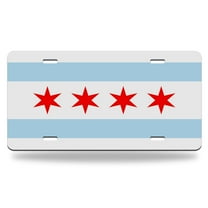 Yehwow Chicago State Flag With Four Star Metal Car Plate Decorative Aluminum License Plate Tag Sign