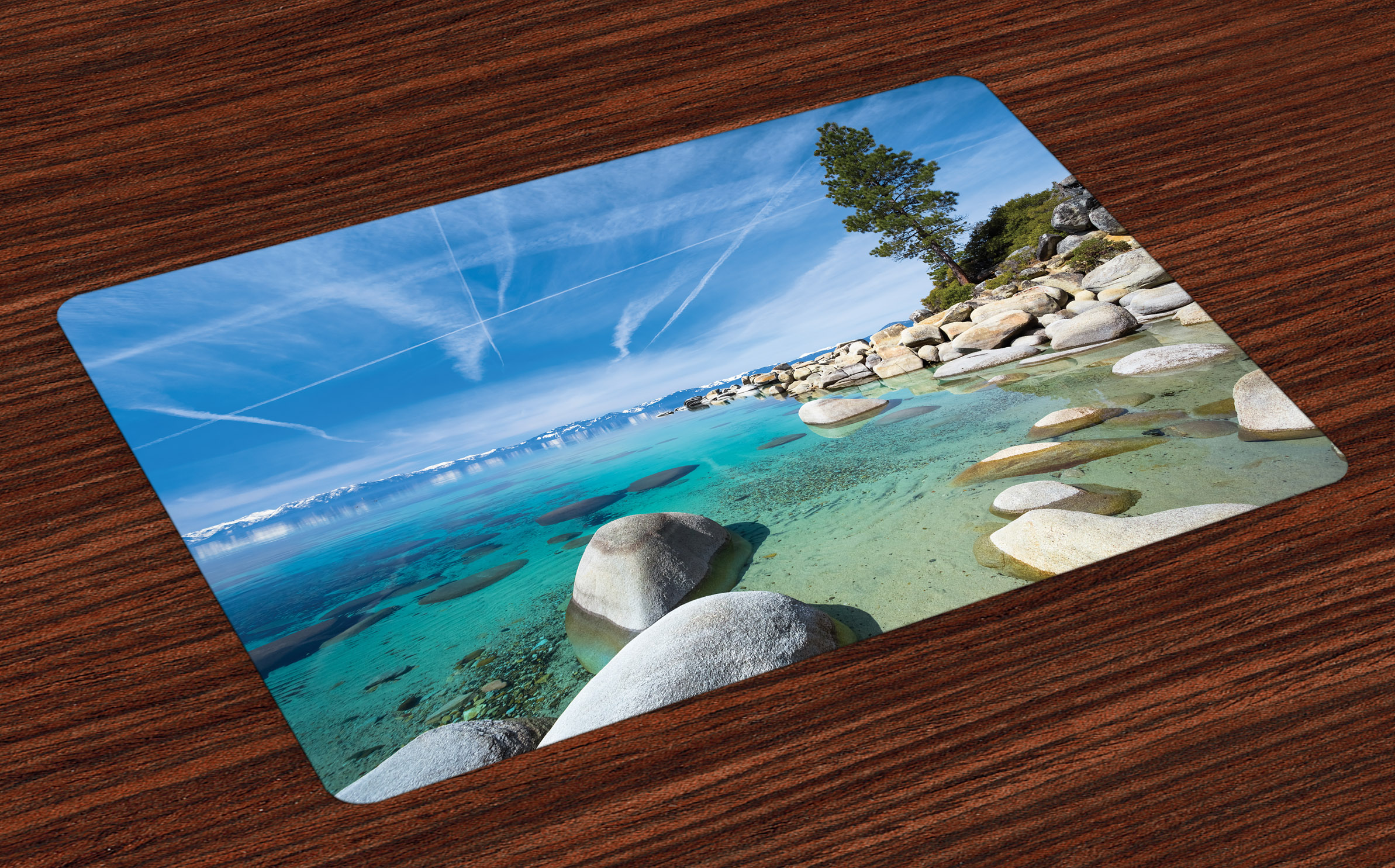 Lake Placemats Set of 4 Aerial View of A Tropic Lake Phenomenal