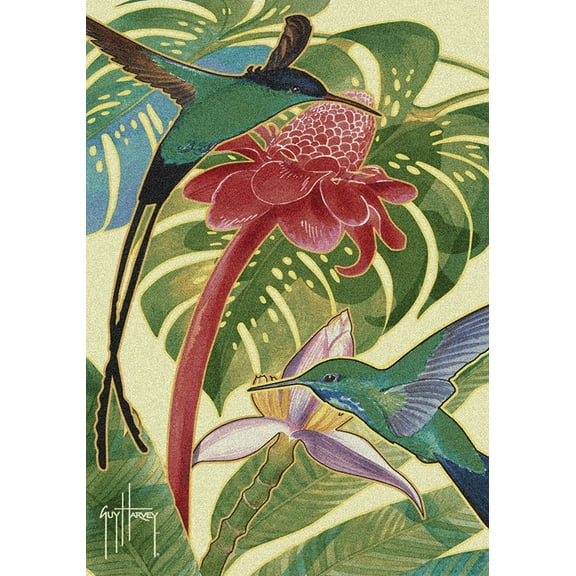 Milliken Green Nautical Petals Area Rug Hummingbird - Aprx 5' 4" x 7' 8"
