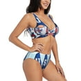 thumbnail image 2 of Kdxio Cute Gnomes in USA Print Women's 2 Piece High Waisted Wrap Spaghetti Strap Summer Swimsuit Bikini Set-Medium, 2 of 7