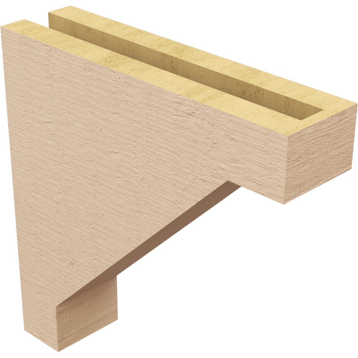 3"W x 12"D x 12"H Thin Burlington Rough Cedar Woodgrain TimberThane Corbel, Primed Tan