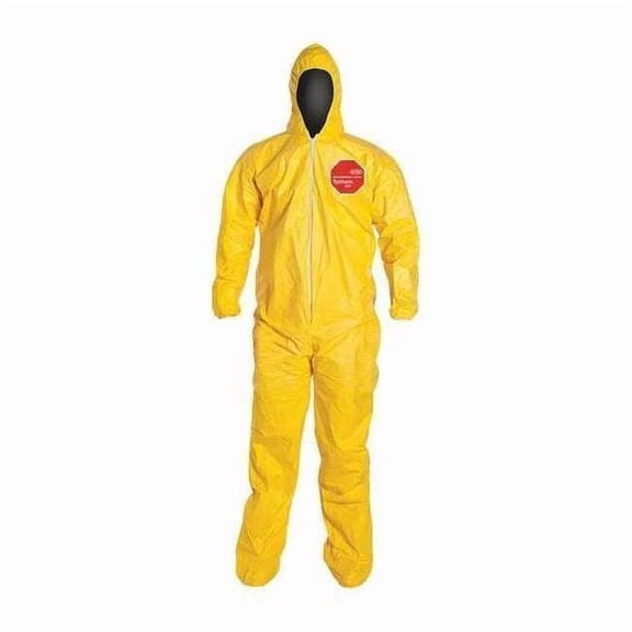 Dupont Hooded Coveralls,XL,Ylw,Tychem 2000,PK12 QC122SYLXL001200