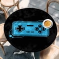 thumbnail image 2 of Blue Game Handle Round Tablecloth, Fitted Table Cover with Elastic for 36"-44" Round Tables, Video Gamer Console Earphones Black Table Cloth Outdoor Indoor Dinning Party Waterproof Tablecloths, 2 of 7