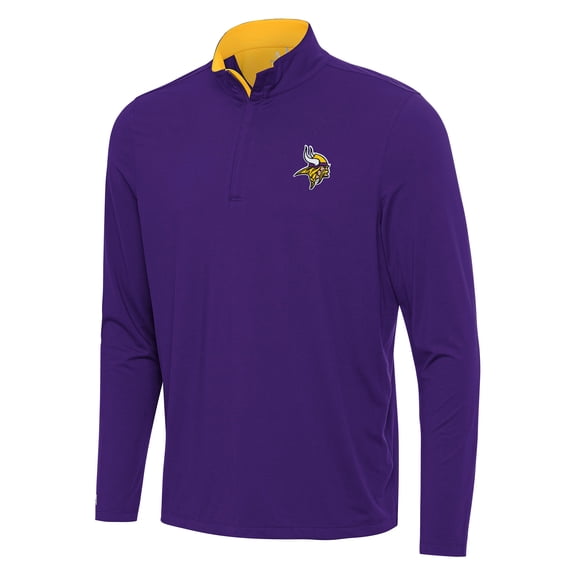 Men's Antigua Purple/Gold Minnesota Vikings Content Quarter-Zip Pullover Top