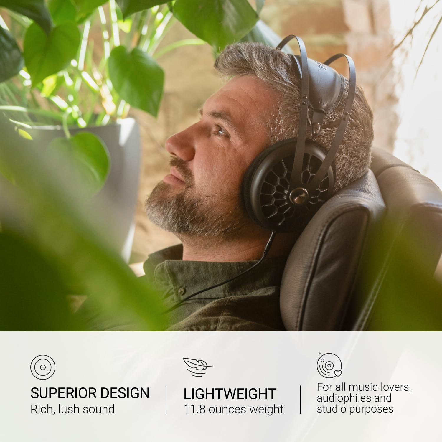 MEZE AUDIO 105 AER | Wired Over-The-Ear Lightweight Audiophile Open-Back Headphones | 50mm Dynamic Drivers | Low Impedance 42 Ohms | Cables and Carrying Pouch Included