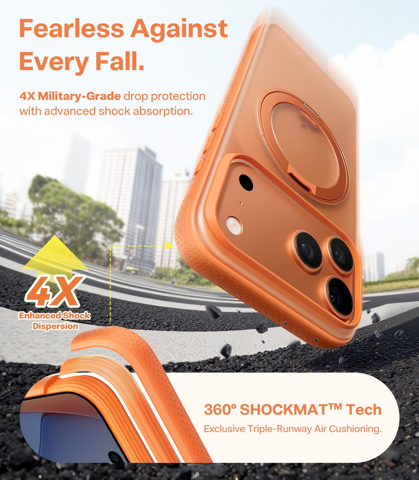 TORRAS O3 Fitness for iPhone 17 Pro Max Case, Fit for MagSafe with 360°Stand, Mil-Grade Protection, Camera Control, Translucent Slim, 6.9″,Cosmic Orange