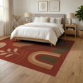 thumbnail image 3 of ODIKA 6'x9' Washable Area Rug Non-Slip, Easy Care, Terracotta Abstract Leaf Design Shapes with Modern Geometric Touch for Family Room, Living Room, Master Bedroom, 3 of 7