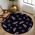 thumbnail image 2 of Round Rugs 8Ft, Purple Olive Fruits Round Area Rug Washable Indoor Throw Carpet, Spring Farm Branches Leaves Plants Black Large Non Slip Circle Rug for Kids Room RV Home Decor Aesthetic, 2 of 8