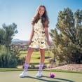 thumbnail image 3 of COEQINE Yellow Rose and Chicken Print Golf Dresses for Women Sleeveless Lightweight Pickleball Dresses with Built in Shorts and Pockets Zip Up Workout Outfits with 2 Pieces, XS, 3 of 7